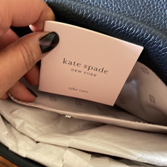 NEW Kate Spade Polly grey and navy cross body with zipped flap - Picture 11 of 13
